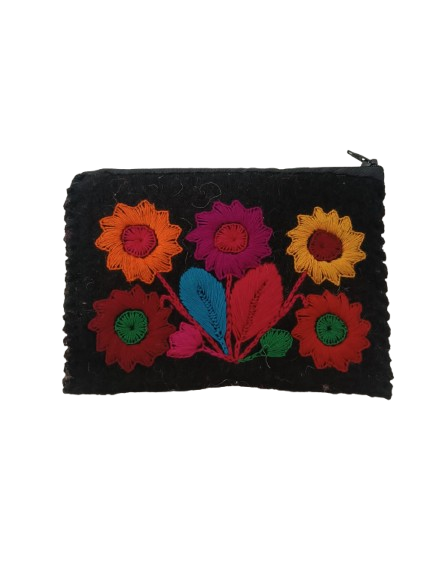 Bolsita negra bordado de girasoles - Image 2