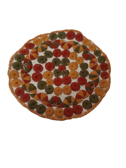 Tortillero bordado de abanicos naranjas con orilla mostaza - Image 2